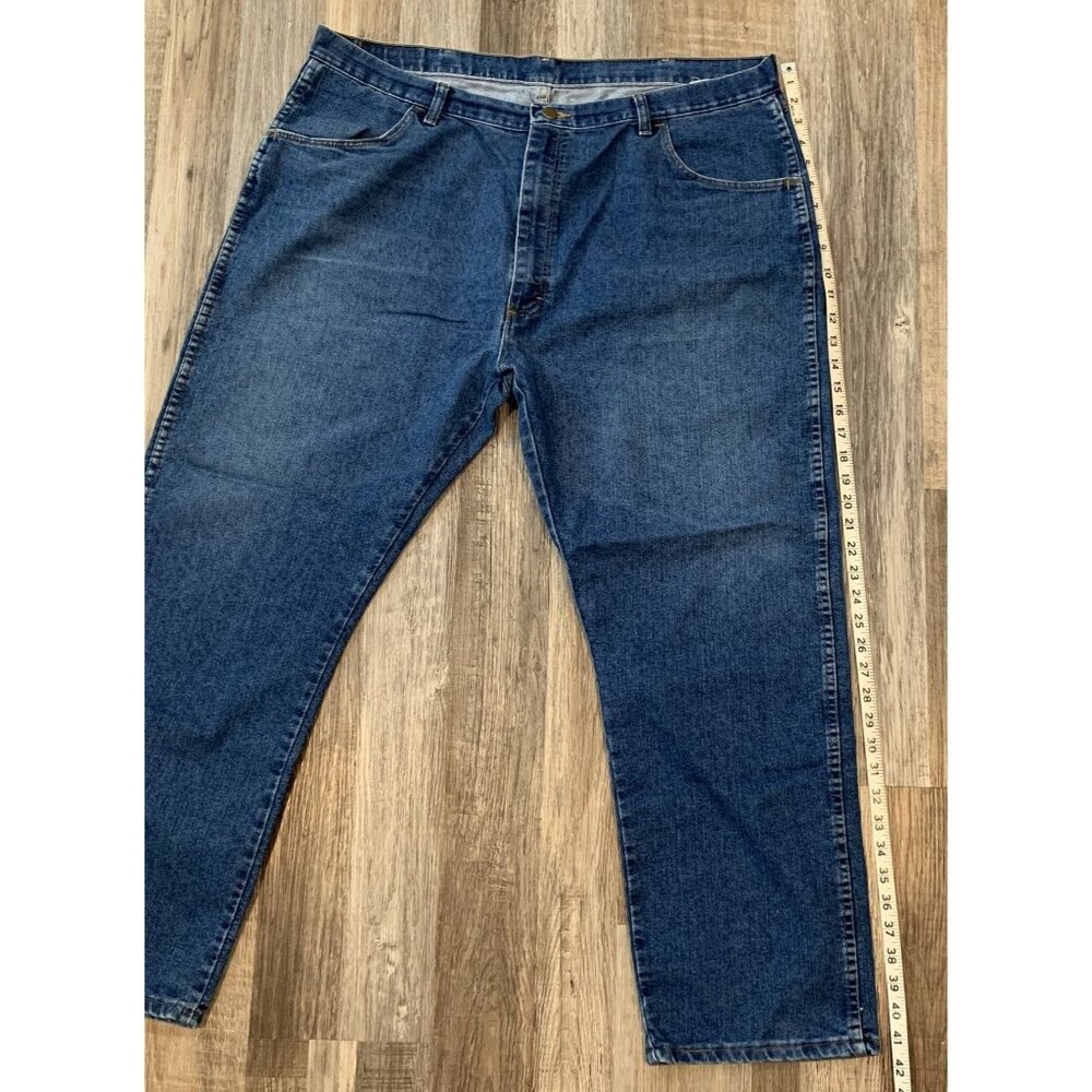 Wrangler Mens 42x30 Authentic Jeans Loose Blue Denim Straight Leg 85900DW - Picture 9 of 11